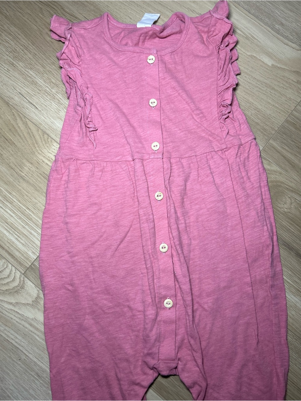 H&M Pink Ruffle-Sleeve Button-Front Romper - Picture 2 of 4
